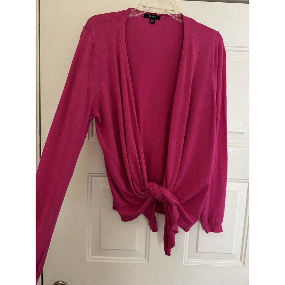 IMNYC Tie Front Open Cardigan Sweater Women’s Size XL Isaac Mizrahi‎ Magenta